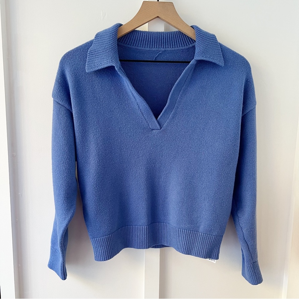 ZARA blue collared knit sweater